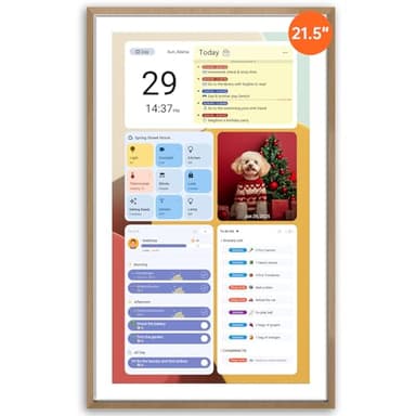 Apolosign 21.5-inch Digital Calendar : Dual Mode Smart Wall Planner, No Subscription, Install Apps, Sync Calendars, Electronic Touchscreen Interactive Display for Family Schedules, Chore Chart (Teak)