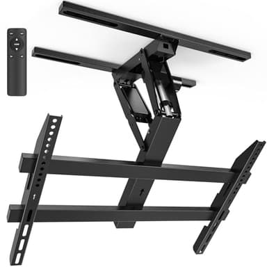 Electric Ceiling TV Mount with Remote for 32-75 inch Flat Curved Screen TVs, Motorized Flip Down Ceiling Mount for Flat and Pitched Roof Indoor Outdoor, Drop Down VESA Mount Bracket, Black