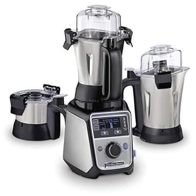 Hamilton Beach Professional 4-in-1 Juicer Mixer Grinder, Commercial-Grade 1400 Watt Motor, 3 Leakproof Jars, For Wet and Dry Spices, Chutneys and Curries, Engineered in India & USA (58770), Stainless