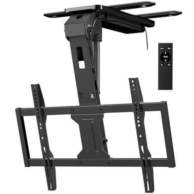 Motorized Ceiling TV-Mount Flip Down - 37 to 75 Inch Electric TV-Mount Motorized Drop Down with Remote, Max Load 99 lbs, Max VESA 600x400 mm, Black