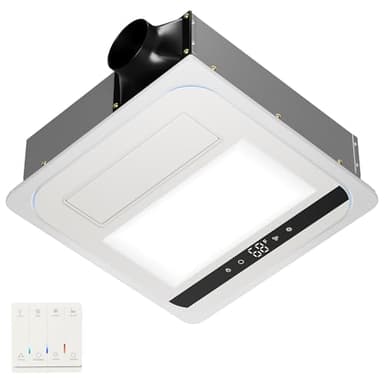 VallisCo 4-in-1 Bathroom Exhaust Fan with 1800W Heater, CCT LED Light & Remote Control, 150 CFM Quiet Ceiling Fan for Heating, Lighting, Ventilation & Blowing