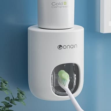 VNYIFAN Toothpaste Dispenser Wall Mount for Bathroom-Toothpaste Holder Automatic Toothpaste Squeezer with Cover for Bathroom Organizer Storage (White)