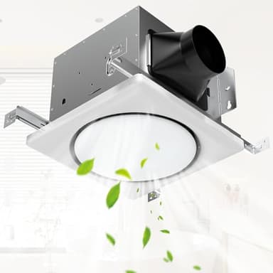 Gaciban Bathroom Exhaust Fan with Light, 150 CFM Bath Ventilation Fans with 1200lm LED Light 3000K/4000K/6000K, Quiet 1.0 Sone Shower Ceiling Mount Vent Fan Lights Combo for Home/Office/Warehouse