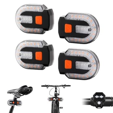 TEGUANGMEI 4PCS Bike Tail Light with Turn Signal, Split Bicycle Rear Lights Wireless Remote Control USB Rechargeable Turn Signal Bike Taillights for Cycling, Cyclist Safety Warning Bike Light 5 Mode