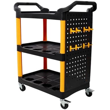 Auto Detailing Cart with Wheels, 3 Tier Car Detailing Cart with Hanging Boards & Hooks, Rolling Tool Organizer Car Wash Utility Cart for Garage, Workshop, DIY Home