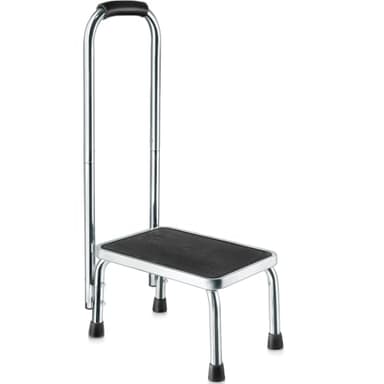 Step Stool with Handle for Adults Step stools with Handle for Elderly for Bed Chrome-Plated Steel Frame 330Lbs Capacity Use at Home Bathroom Kitchen