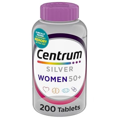 Centrum Silver Women's Multivitamin for Women 50 Plus, Multivitamin/Multimineral Supplement with Vitamin D3, B Vitamins, Non-GMO Ingredients, Supports Memory and Cognition in Older Adults - 200 Ct