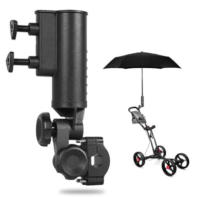 SANXIACAR Heavy Duty Golf Push Cart Umbrella Holder 180°Adjustable Aluminum Base for Stroller Bike Wheelchair Bicycle Mobility Scooter Beach Chair Shopping Cart Universal Windproof Umbrella Mount Kit
