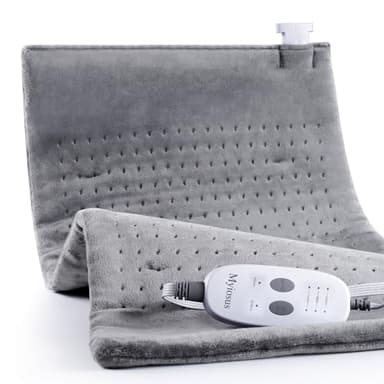 Massaging Weighted Heating Pad for Back Pain Relief,Heating Pads for Neck, Shoulder,Cramp,Portable Heated Pad with 3 Heat Settings & 6 Massage,18 Relaxing Combinations,Auto Off,12"*24",Light Grey