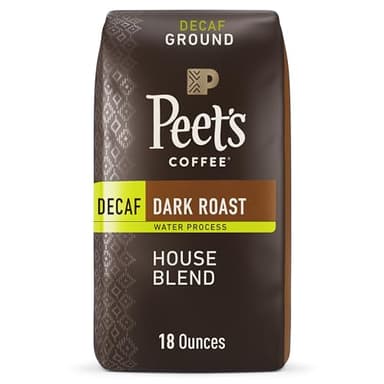 Peet's Coffee, Dark Roast Ground Coffee - Decaf House Blend 18 Ounce Bag