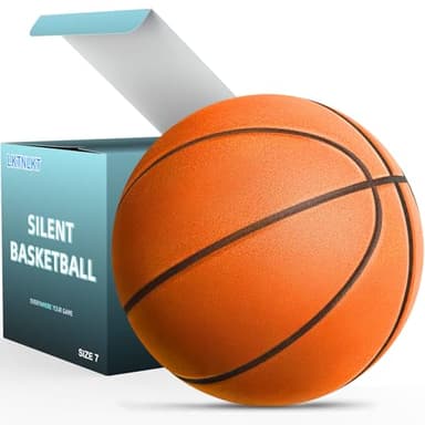 LKTNLKT Silent Basketball Size 7 (29.5") – Grooved Airless Foam Indoor Basketball for Quiet Dribbling and Indoor Training, Pro PU Material – Achieve Real Feel Higher Bounce Quieter (Orange)