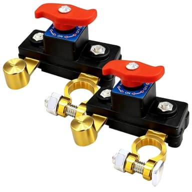 2Pcs Car Battery Cut Off Switch,Car Battery Power Cut Off Switch Breaker,Adjustable Battery Disconnect Switch,Pure Copper Manual Rotary Battery Shut Off Switch for Car Truck RV Boat Supplies