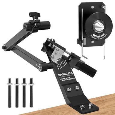 SporGain Lawn Mower Blade Sharpener & Lawn Mower Blade Balancer, 15°-45° Adjustable Mower Blade Sharpener and High Precision Magnetic Mower Blade Balancer for Many Types of Mower Blade, Black