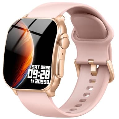 Smart Watch, 2.01" AMOLED Curved Touchscreen Fitness Watch for Women, IP68 Waterproof, 24/7 Heart Rate/Sleep Monitor, Fitness Tracker with Pedometer, 120+ Sports Modes, Smartwatch for Android iOS Pink