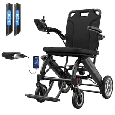 30 Miles & 33 Lbs Electric Wheelchair for Adults, Ultra-Lightweight Folding Motorized Wheelchair, Dual Removable 10Ah Batteries, Portable Power Wheelchairs for Seniors