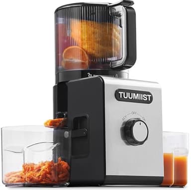 TUUMIIST Cold Press Juicer Machines 6.5'' Large Feed Chute for Whole Fruits & Vegetables, High Juice Yield, Easy to Clean