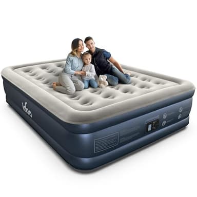 iDOO Queen Air Mattress with Built in Pump, 18 Raised Comfort Inflatable Blow up Mattress, Upgraded Four Chamber Portable Air Bed for Camping, Guests and Home, Colchon Inflable, 650 lbs Max