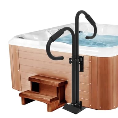 Neorexon Two-Way Hot Tub Handrails, 38"-58" Adjustable Height SPA Handrail w/360 Swivel Option, Hot Tub Railing to Get in and Out, 600LBS SPA Side Handrail w/Slide Under Mount Base for Indoor&Outdoor