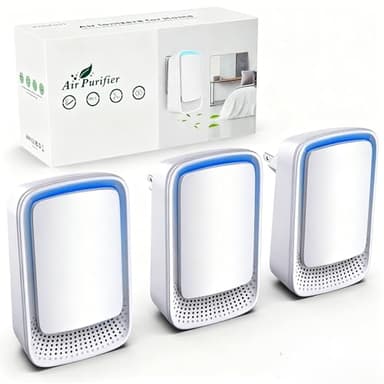 Air Ionizers for Home (3 Pack), Negative Ion Generator, Quiet Air Freshener for Bedroom, Office, Kitchen, Portable Air Filter Odor, Smoke Dust, Pets, Eliminator, Mini Air Cleaner