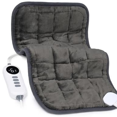 Heating Pad, Weighted Vibrating Massage Heating Pad with Heat Therapy - 4 Massage Modes & 6 Adjustable Heat Settings for Back/Shoulder Pain Relief, 12” x 24”, Black，Birthday Gifts for Women Men