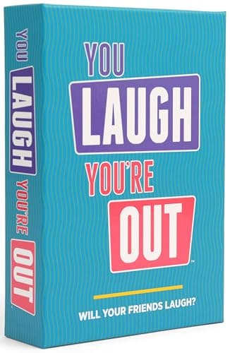 You Laugh You're Out [A Party Game with Hilarious Charades Family Card Games for Adults & Kids, 125 Prompt Cards Fun for Family Game Nights, Easter Basket Stuffers, Gatherings, & Parties Ages 14+]