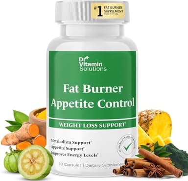 DR VITAMIN SOLUTIONS Fat Burner & Appetite Control Weight Loss Supplements for Women & Men - Metabolism Booster w/L-Carnitine, CLA, Chromium - Appetite Suppressant for Weight Loss - 30 Capsules