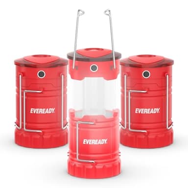 Eveready LED Camping Lantern 360 PRO (3-Pack), Super Bright Tent Lights, IPX4 Water Resistant LED Lanterns for Power Outage Hurricane Preparedness, (Batteries Included)