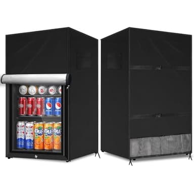 COITEK Outdoor Refrigerator Cover, Waterproof Upright Mini Upright Freezers Cover, Beverage Beer Refrigerator Protection Cover for most 3.0 Cubic Compact Mini Freezer (Black, 22''Lx23''Wx34''H)