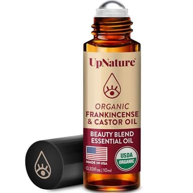 UpNature Beauty Castor Oil Roll On Eye Roller - 100% Organic Frankincense and Castor Oil for Face, Dark Circles, Fine Lines, Under Eyes and Skin