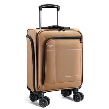 Tonyeee Softside Carry on Luggage Airline Approved, 17 Inch Underseat Carry-on Luggage with Removable Spinner Wheels, Small Personal Item Suitcase for Travel Business, (Brown, 17 inch_Underseat)