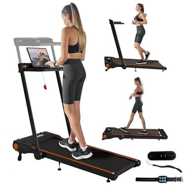 Walking Pad Treadmill with Incline, 4.0HP 3 in 1 Under Desk Treadmill with Removable Desk, 330lbs Capacity Foldable Treadmills for Home/Office, Wristband Remote Control
