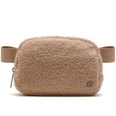 Pander Fanny pack Everywhere Fleece Belt Bag for Women and Men with Adjustable strap Belt, 1L. (Tan)