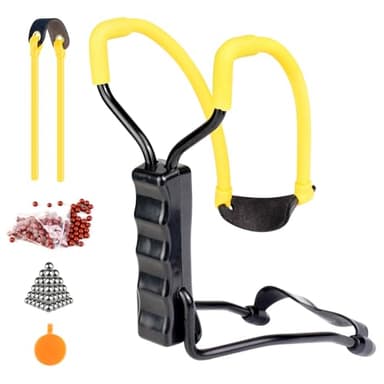 Catch&Hunt Wrist Rocket Slingshot for Adults, Foldable Powerful Professional Shooting Sling Shot, with Ammo, Spare Rubber Band,Target（Basic Style）