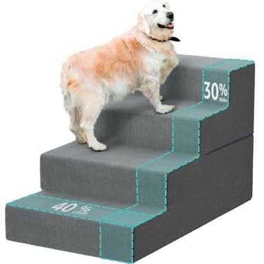 YENING Large Dog Stairs for High Beds - 24 Inches Tall Extra Wide Pet Steps for Large Dogs to Get on Bed 4 Deep Step for Couch