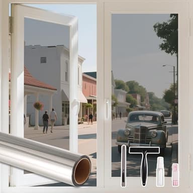 LEMON CLOUD One Way Window Privacy Film See Out Not in Reflective Mirror UV Window Cling Sun Blocking Heat Control Glare Control with Tools,17.5 Inch x 78.7 Inch