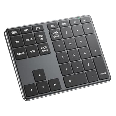 iClever Bluetooth Number Pad, Aluminum 34-Key Wireless Numeric Keypad, USB-C Rechargeable Numpad Keyboard for Data Entry and Accounting, Compatible with Laptop, Mac, Surface Pro, PC Desktop