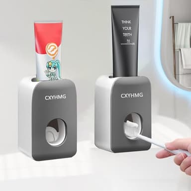 Automatic Toothpaste Dispenser for Kids, 2 PCS Toothpaste Squeezer for Kids & Family Shower Decor, is Wall Mounted Bathroom Accessories Organizer (Black, 2PACK)