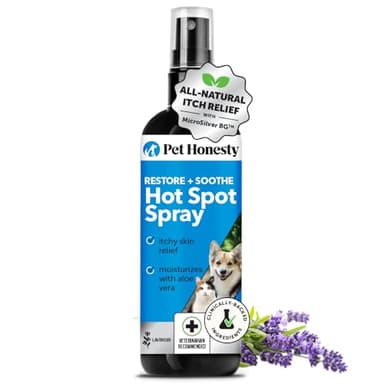 Restore + Soothe Hot Spot Spray for Dogs & Cats – Gentle Dog Skin Spray with Aloe Vera & MicroSilver BG – Soothes Itching, Hot Spots & Irritation – Dog Itch & Hot Spot Remedy for Sensitive Skin – 4oz