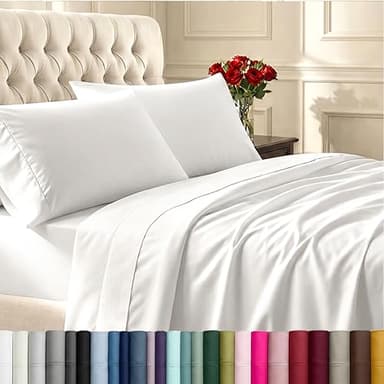 California Design Den King Size Sheets Set - Soft 400 Thread Count Sateen, Natural 100% Cotton Sheets King Size, Deep Pockets with All Around Elastic for a Snug Fit, Durable Bedding - White