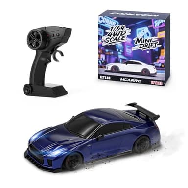 MCARRO 1/64 Scale Drift RC Car - 2.4GHz Half-Scale Remote Control 4WD High-Speed Mini Remote Control Car with Racing Lights (Blue)