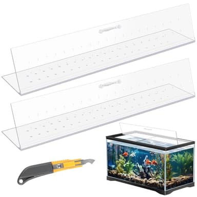 Sieral Aquarium Polycarbonate Canopy Set 2 Pcs 22.95 x 16.61 x 0.12 Inch for 75/90/110 Fish Tank with Center Brace Aquariums Cover Fish Tank Lid with a Hook Knife, Breathable Hole and Handle, Clear