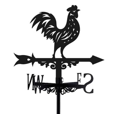 beinkmake 3D Rooster Weathervane Metal Wind Vane Weathercock Garden Decoration Wind Direction Indicator Stake Roof Mount Ornament for Farmhouse Yard Outdoor