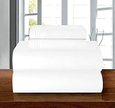 Elegant Comfort Luxury Soft 1500 Premium Hotel Quality Wrinkle Resistant Coziest Bedding Set, All Around Elastic Fitted Sheet, Deep Pocket up to 16inch, Queen, White