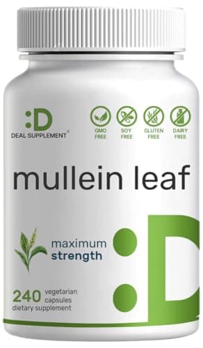 Mullein Leaf Extract 20,000mg, 240 Veggie Capsules – 4 Month Supply – Non-GMO, Vegan