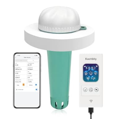 Digital Pool Water Tester & Pool Chemical Monitor with App, Smart Pool Monitor for Chlorine, Salt, pH, ORP, TDS, EC, Temp, Ideal Pool Salt Tester for Saltwater Pool, Spa, Aquarium