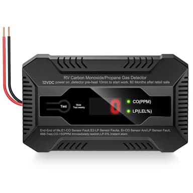 Funomo RV Carbon Monoxide & Propane Gas Detector, Dual LP/CO Gas Alarm with Separate LCD Indicator Lights, 85dB Loud Alarm, Carbon Monoxide Propane Gas Leak Detector for RV and Home Use-12V DC