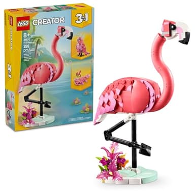 LEGO Creator 3 in 1 Wild Animals: Pink Flamingo Animal Building Toy - Playset with 3 Build Options, Pink Flamingo, Cockatoo, or Axolotl - Learning Toy for Kids, Ages 8+ - 31170