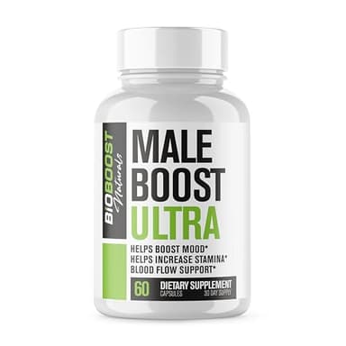 Nutrimend IQ Male Boost Ultra - The Ultimate Male Supplement - Fast Acting Blood Flow Support - Gain Muscle, Strength, Stamina - Overall Test Level Support - HornyGoatWeed + 8 More - 60 Capsules