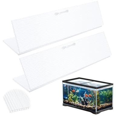 Sieral 2 Pcs Clear Aquarium Canopy Set Polycarbonate Greenhouse Panels 22.95 x 16.61 x 0.24 Inch for 75/90/110 Gallon Fish Tank with Center Brace Aquariums Cover Fish Tank Lid