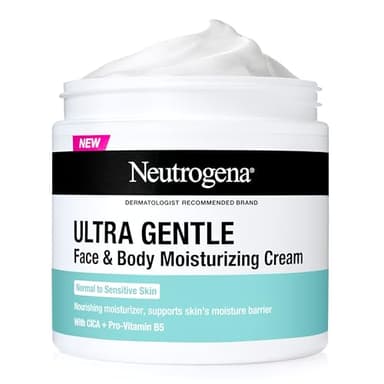 Neutrogena Ultra Gentle Face & Body Moisturizing Cream, Nourishing Face & Body Lotion Moisturizer for Normal to Sensitive Skin Leaves Skin Feeling Smooth & Healthy, Fragrance Free, 11 oz